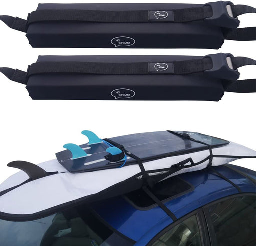Surfboard Car Roof Rack Padded System (Holds Up to 3 Boards) with Silicone Buckle Covers