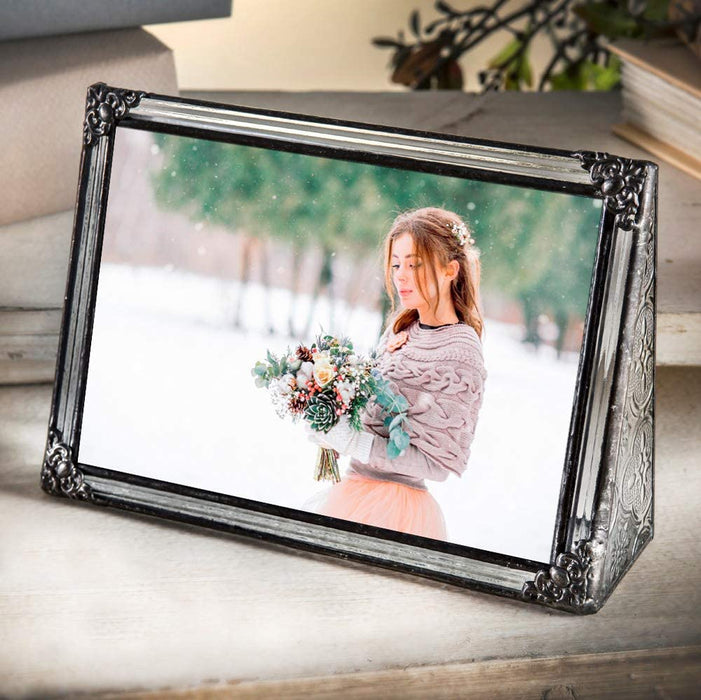 4x6 Picture Frame Clear Glass Wedding Photo Frame Family Anniversary Baby Keepsake Gift Vintage Home Décor J Devlin Pic 360-46H (4x6 Horizontal)