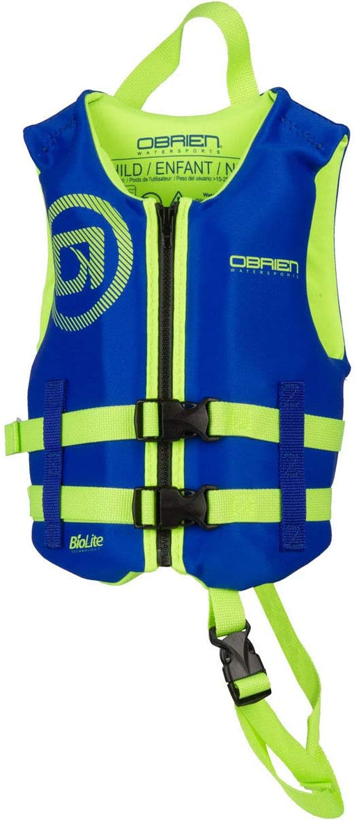 O'Brien Child Neoprene Life Jacket, 35-55lbs, Blue/Green