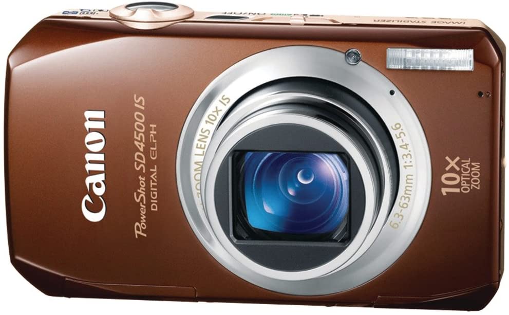 Canon PowerShot SD4500 IS 10 MP CMOS 10x Optical Image Stabilized Zoom with Full-HD Video and 3.0-Inch LCD Digital Camera (Brown) (OLD MODEL)