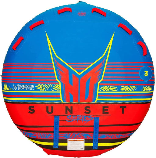 CWR Wholesale 20" Blue and Neon Red Sunset Inflatable Towable Raft 3 Rider