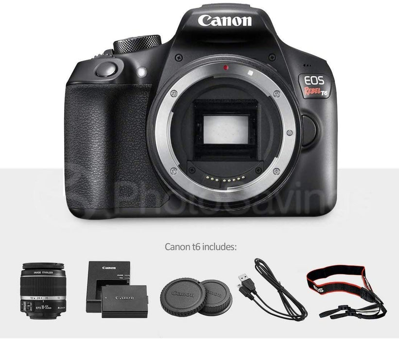 Canon EOS Rebel T6 DSLR Camera with EF-S 18-55mm f/3.5-5.6 is II Lens, EF 75-300mm f/4-5.6 III Lens, 64GB+ Accessories