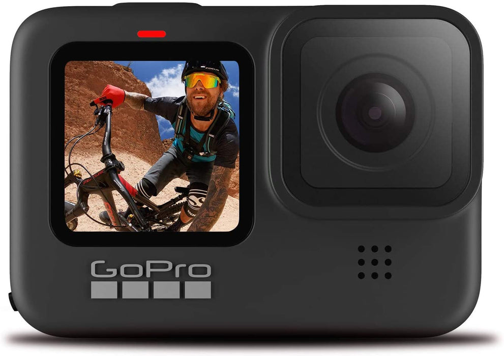GoPro HERO9 Black - Waterproof Action Camera with Front LCD and Touch Rear Screens, 5K HD Video, 20MP Photos, 1080p Live Streaming, Stabilization + Sandisk 64GB Card and Cleaning Cloth