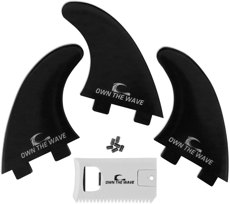 Own the Wave Fiberglass Reinforced Surfboard Fins - 3 Thruster Fins (FCS G5 M5 Style) Comes with FCS Screws and Hex Key