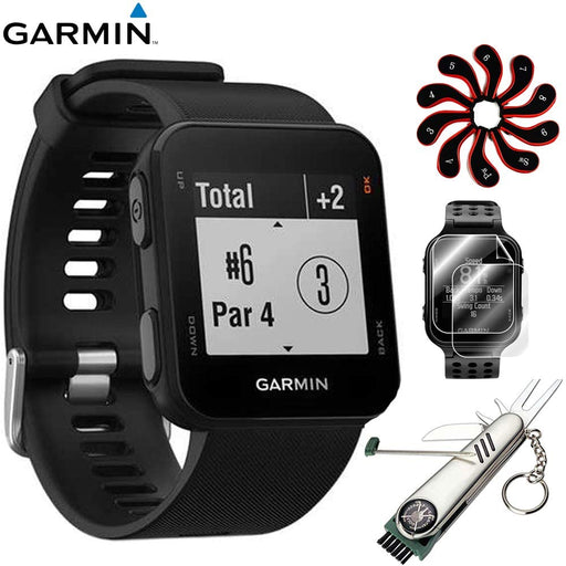 Garmin Approach S10 - Lightweight GPS Golf Watch Black (010-02028-00) with Deluxe Golf Bundle Includes, 7-in-1 Golf Tool + Zippered Headcover Set for Golf Club + Screen Protector (2Pack)