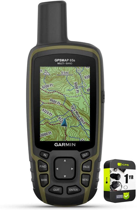 Garmin 010-02451-10 GPSMAP 65s Multi-Band/Multi-GNSS Handheld with Sensors Bundle with 1 Year Extended Protection Plan