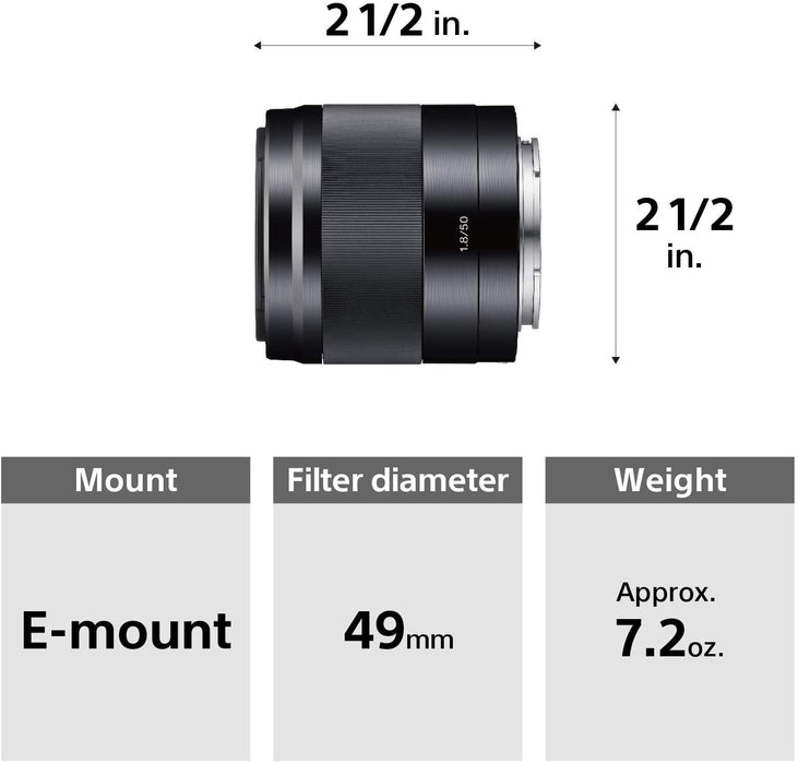 Sony - E 50mm F1.8 OSS Portrait Lens (SEL50F18/B)