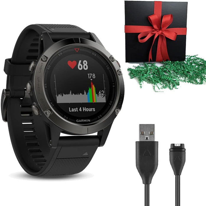 Garmin Gift Pack Fenix 5 GPS Multisport Watch Bundle | Includes Fenix 5 Watch USB Charging Data Cable