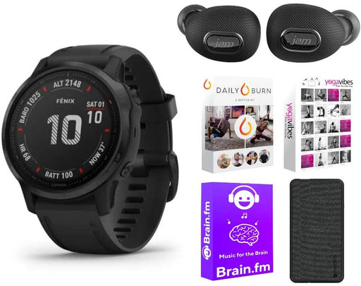 Garmin Fenix 6S Pro Multisport GPS Smartwatch (Black with Black Band) Performance Bundle (4 Items)