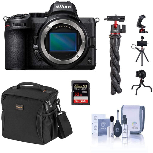 Nikon Z5 Full Frame Mirrorless Camera Body Basic Bundle with 32GB SD Card, Shoulder Bag, Flexible Tripod, Cleaning Kit