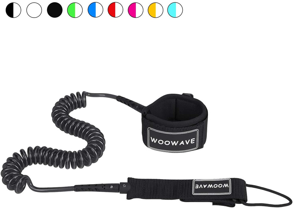 WOOWAVE SUP Leash Premium Stand Up Paddle Board Surfboard Leash Coiled 8/10 feet Stay on Board with Waterproof Wallet/Phone Case