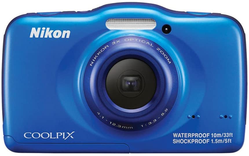 Nikon COOLPIX S32 13.2MP Waterproof Shockproof Dustproof Digital Camera Blue Kit Includes Camera, Memory Card, Bag and Cleaning kit
