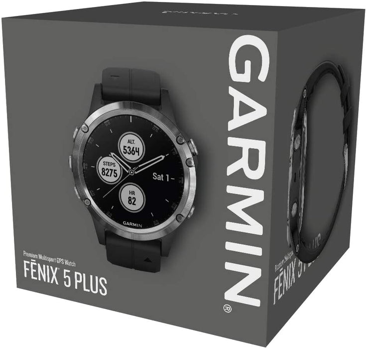 Garmin fēnix 5 Plus, Premium Multisport GPS Smartwatch, Features Color Topo Maps, Heart Rate Monitoring, Music and Pay, Black/Silver, Europe