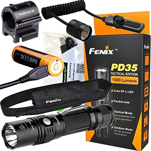 best rechargeable batteries for pd35tac-led-flashlight-tactical-bundle Fenix PD35 TAC 1000 Lumen CREE LED Tactical Flashlight with U