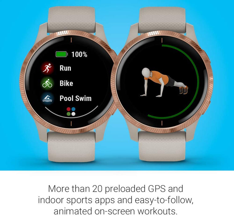 Garmin 010-02173-21 Venu, GPS Smartwatch with Bright Touchscreen Display, Features Music, Body Energy Monitoring, Animated Workouts, Pulse Ox Sensor and More