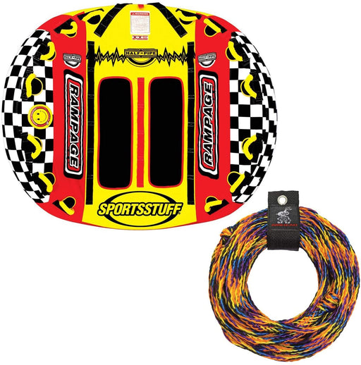 SPORTSSTUFF Half Pipe Rampage Inflatable 2-Rider Towable + Tow Rope | 53-2155