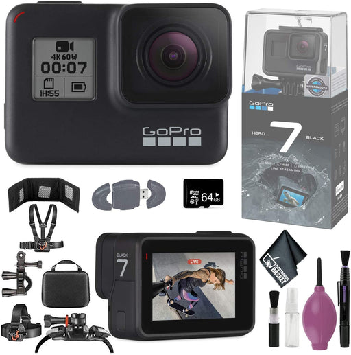 GoPro HERO7 Black - 64GB Memory Card - Card Wallet & Reader - Case - Mounting Kit - Cleaning Kit + More