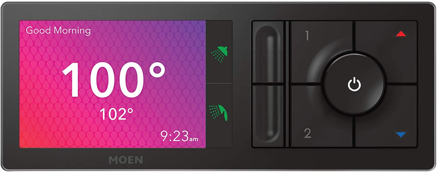 Moen TS3302BL U by Moen Shower Smart Home Connected Digital Bathroom Controller, 2-Outlet, Wall Mounted