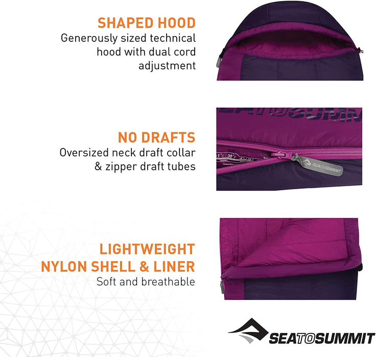 Sea to Summit Quest Womens Synthetic Sleeping Bag, 30 Degrees F, Long