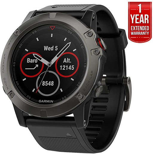 Garmin Fenix 5X Sapphire Multisport 51mm GPS Watch - Slate Gray with Black Band (010-01733-00) + 1 Year Extended Warranty
