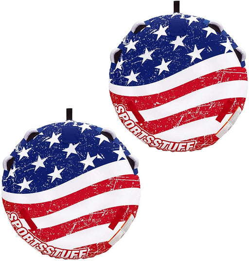 SportsStuff Stars & Stripes Inflatable 1 Rider Watersports Towable Tube (2 Pack)