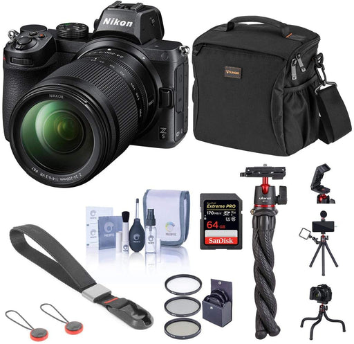 Nikon Z5 Full Frame Mirrorless Camera with 24-200mm Zoom Lens Basic Bundle with 64GB SD Card, Bag, Flexible Tripod, Wrist Strap and Accessories