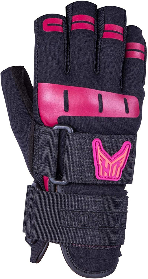HO World Cup 3/4 Womens Waterski Gloves Black/Pink Sz M