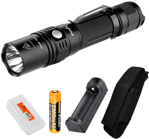 Fenix PD35TAC (PD35 Tactical) 1000 Lumens XP-L LED Flashlight, Fenix ARE-X1 Charger, Rechargeable Battery and LumenTac Battery Organizer