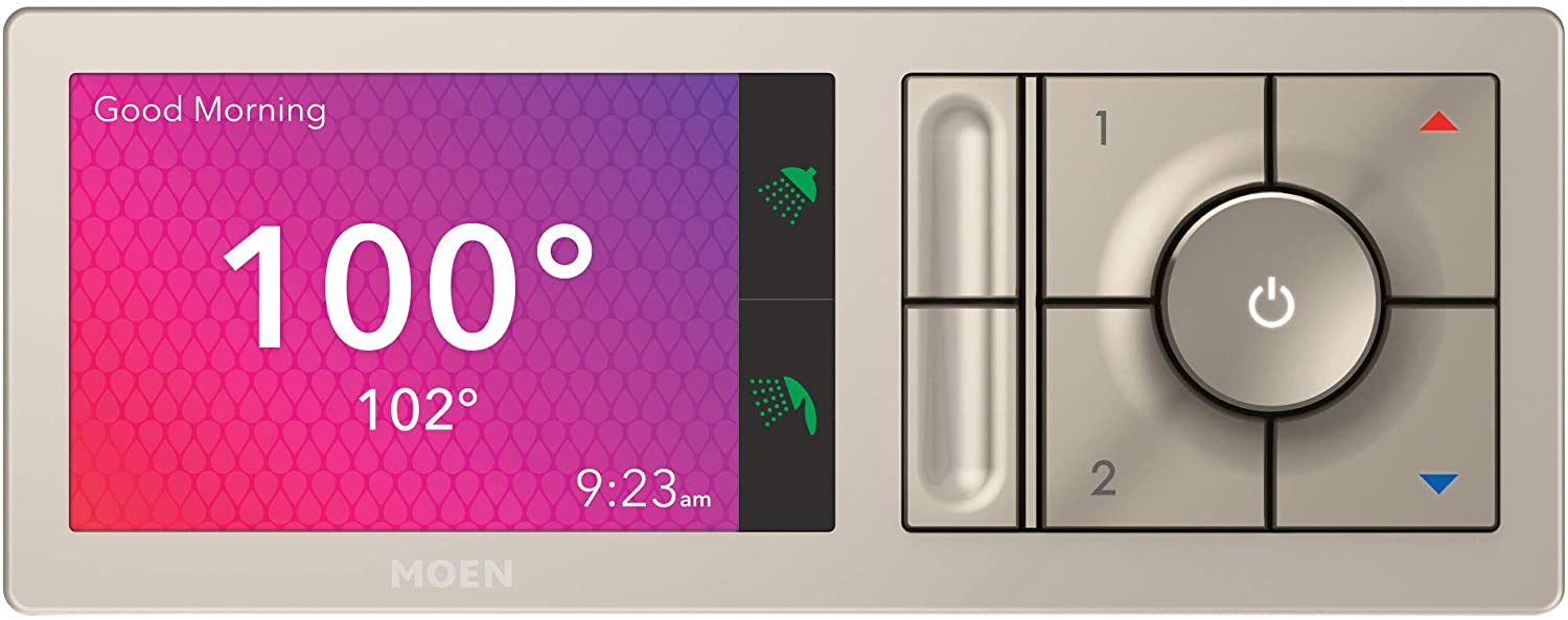 Moen TS3302BL U by Moen Shower Smart Home Connected Digital Bathroom Controller, 2-Outlet, Wall Mounted