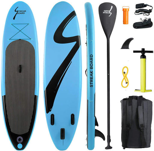 streakboard Inflatable Stand Up Paddle Board Surfing SUP Boards, No Slip Deck 6 Inches Thick ISUP Boards with Free SUP Accessories & Backpack, Leash, Paddle and Hand Pump