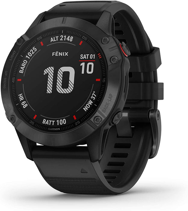 Garmin Fenix 6 Pro, Premium Multisport GPS Watch, Features Mapping, Music, Grade-Adjusted Pace Guidance and Pulse Ox Sensors, Black Bundle with Garmin HRM-Dual Heart Rate Monitor