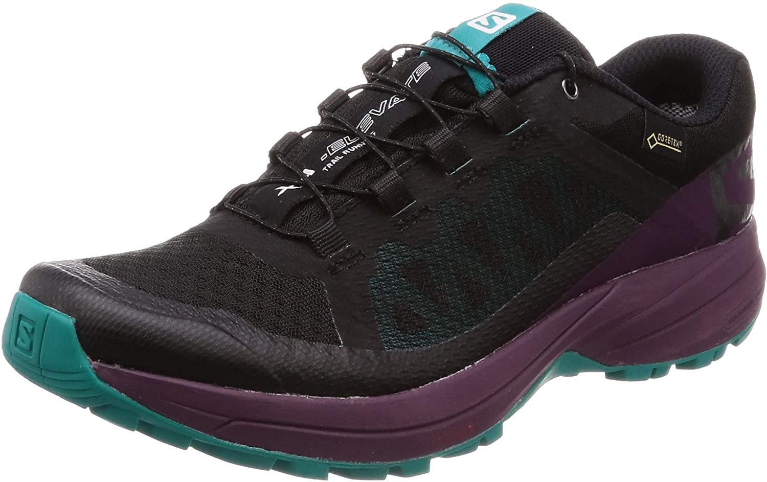 Salomon Women's XA Elevate GTX Trail Running Shoe, Black/Potent Purple/Tropical Green