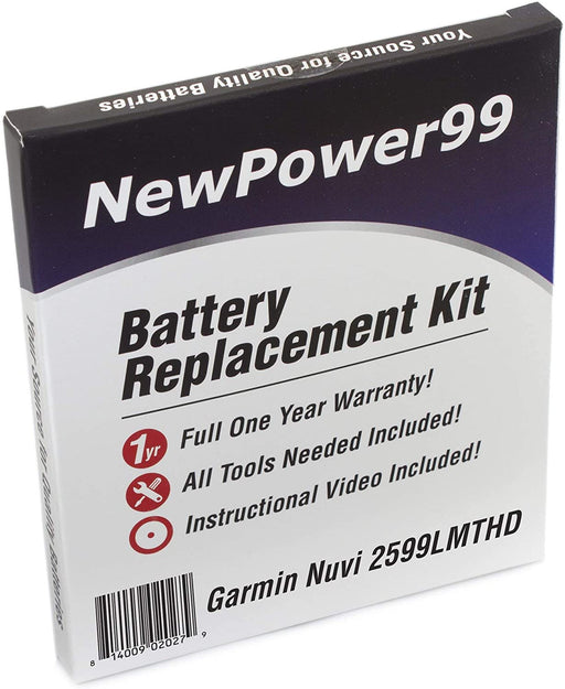 NewPower99 Battery Replacement Kit with Battery, Video Instructions and Tools for Garmin Nuvi 2599LMTHD