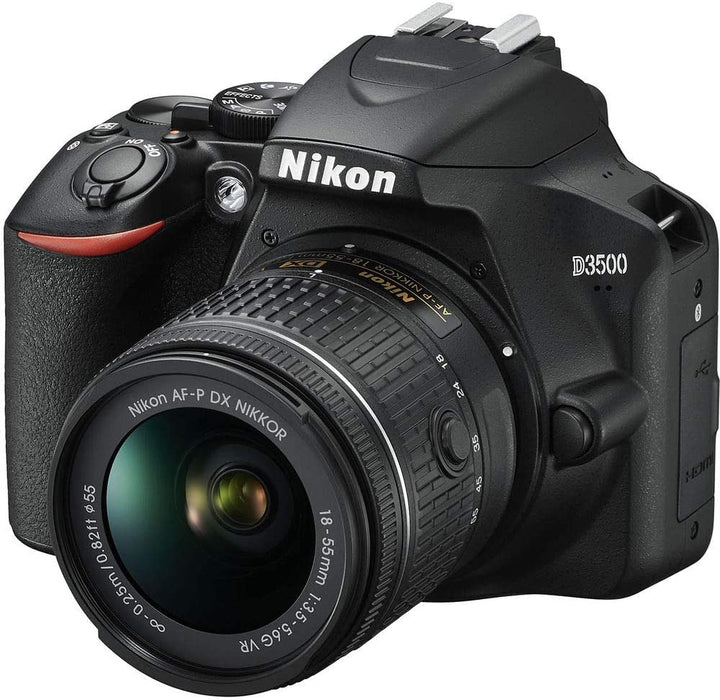 Nikon D3500 24.2MP DSLR Digital Camera with 18-55mm and 70-300mm Lenses (1588) USA Model Deluxe Bundle -Includes- Sandisk 64GB SD Card + Large Camera Bag + Editing Software + Spare Battery + Filters