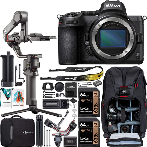 Nikon Z5 Mirrorless Full Frame Camera Body 1649 FX-Format 4K UHD Filmmaker's Kit with DJI RS 2 Gimbal 3-Axis Handheld Stabilizer Bundle + Deco Photo Backpack + Software