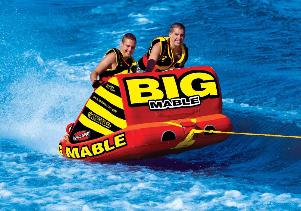 SPORTSSTUFF 53-2213 Big Mable 2 Person Double Rider Lake Inflatable Towable Boat Tube with 60-Foot Tow Rope and Heavy-Duty Full Nylon Cover