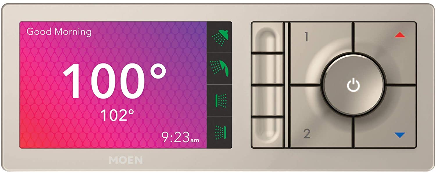 Moen TS3302BL U by Moen Shower Smart Home Connected Digital Bathroom Controller, 2-Outlet, Wall Mounted