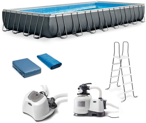 Intex Ultra XTR Rectangular Frame Pool Set & Krystal Clear Saltwater System