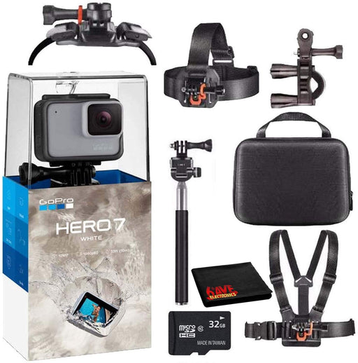 GoPro HERO7 Hero 7 Waterproof Digital Action Camera with 32GB microSD Card Starter Bundle (White)