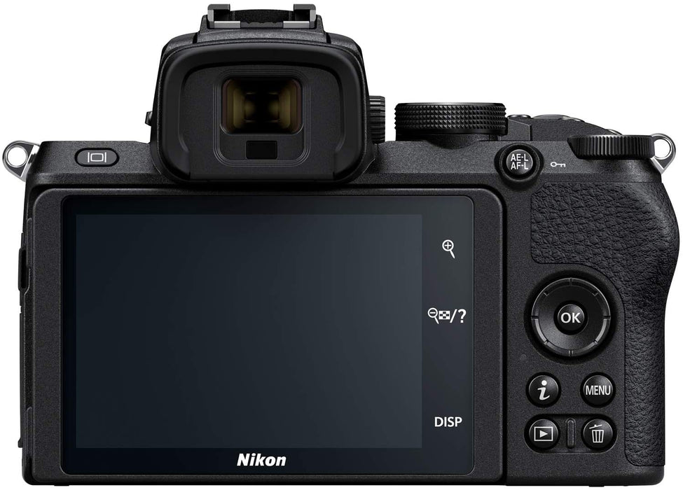 Nikon Z50 Mirrorless Camera Body 4K UHD DX-Format Bundle with Deco Gear Professional Photography Backpack Travel Case + Photo Video LED + Compact Tripod + 64GB Memory Card + Software & Accessories