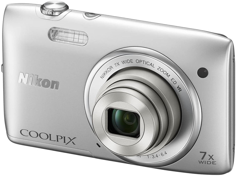 Nikon COOLPIX S3500 20.1 MP Digital Camera with 7x Zoom (Silver) (OLD MODEL)