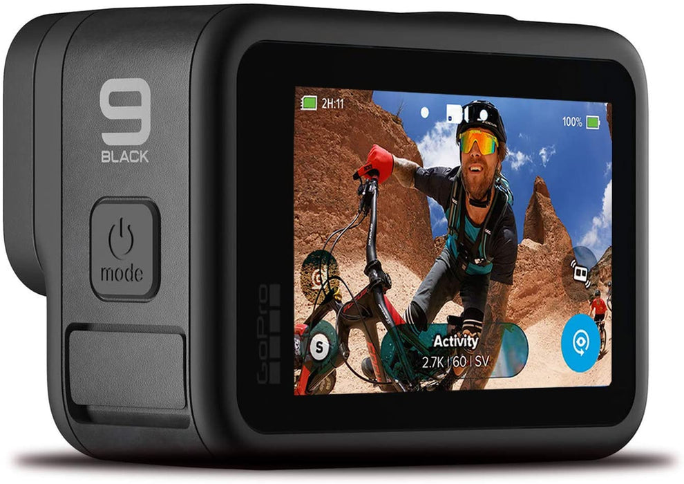 GoPro HERO9 Black - Waterproof Action Camera with Front LCD and Touch Rear Screens, 5K HD Video, 20MP Photos, 1080p Live Streaming, Stabilization + Sandisk 64GB Card and Extra HERO9 Battery