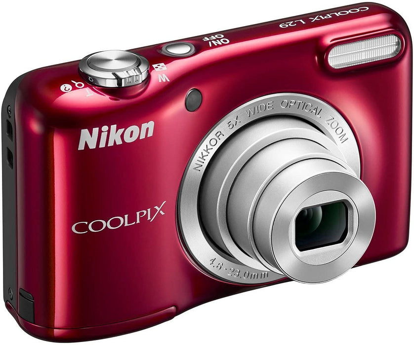 Nikon Coolpix L29 16.1 MP Point and Shoot Camera with 5x Optical Zoom (Red)