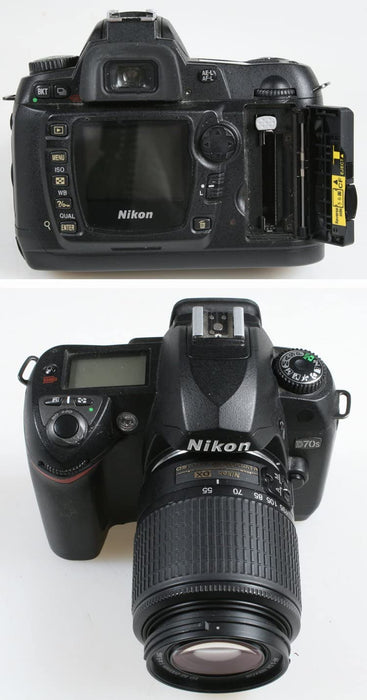 NIKON D70S W/55-200MM F 4-5.6 ED Lens W/Front Cap, Lens Hood, Manual, Batteries