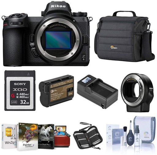 Nikon Z6 FX-Format Mirrorless Camera Mount Adapter FTZ - Bundle with Camera Case + Spare Battery+Charger + Cleaning Kit + Memory Wallet + Mac Software