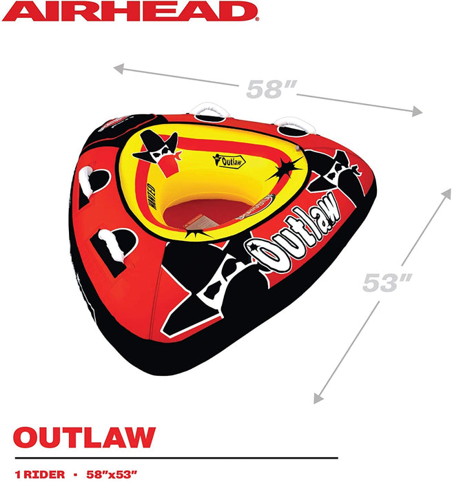 SportsStuff Outlaw | 1 Rider Towable Tube for Boating, black, 53in x 58in