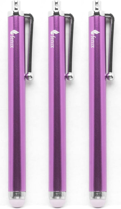 Fenix - Pack of Three Black Universal Stylus Pen with Matching Black Soft Rubber Tip for iPhone 4/5/5c/6/6+, iPad/iPad Air/iPad Mini, Samsung Galaxy S4/S5/S6/Edge, Kindle Fire