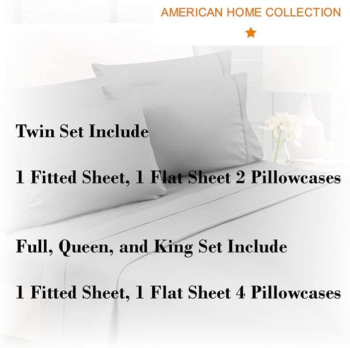 American Home Collection Deluxe 6 Piece Printed Sheet Set of Brushed Fabric, Deep Pocket Wrinkle Resistant - Hypoallergenic (Twin