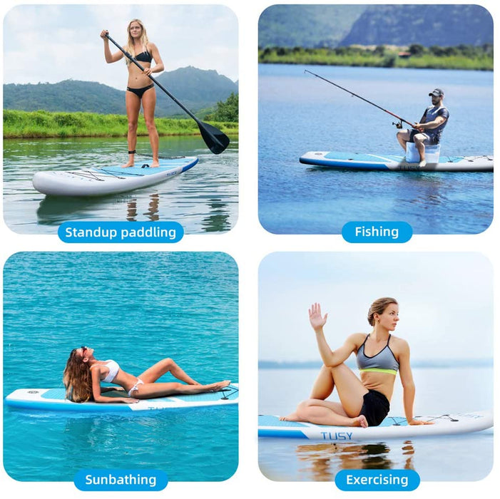 TUSY Inflatable Stand Up Paddleboards 10.6' with SUP Accessories Travel Backpack, Non-Slip Deck Adjustable Paddles
