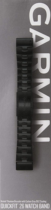 Garmin Quickfit 26 Watch Band, Vented Carbon Gray Titanium Bracelet